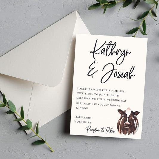 Cow wedding invitation