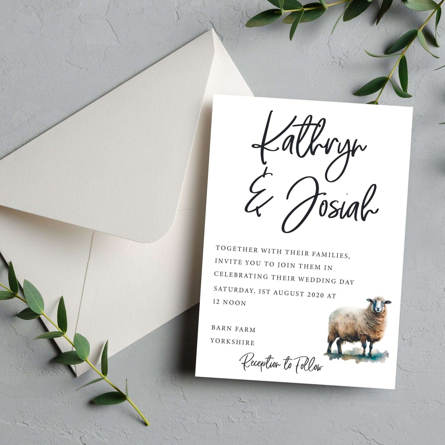 Illustrated Sheep Invitation