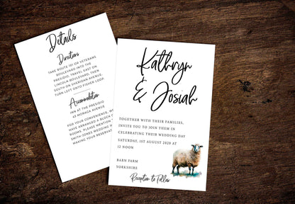 Sheep wedding invitation