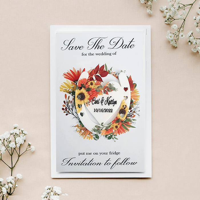 Autumnal Floral Horse Shoe Save the Date