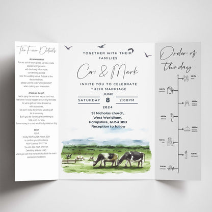 Gatefold Watercolour Cows Invitation - SAMPLE ONLY