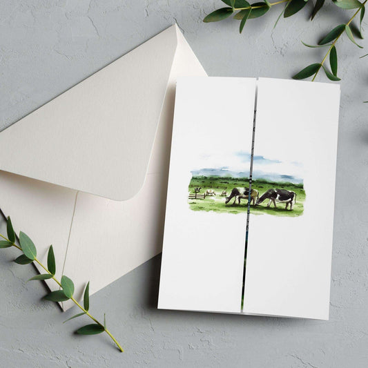 Gatefold Watercolour Cows Invitation