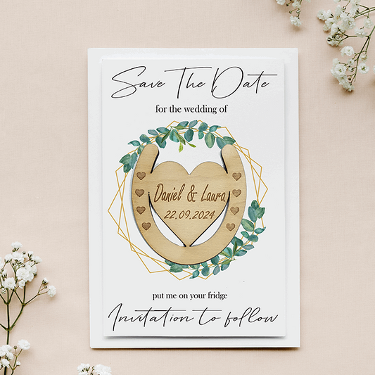 Horse shoe save the date magnet