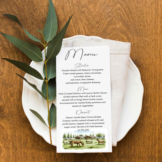 Horse Wedding Menu