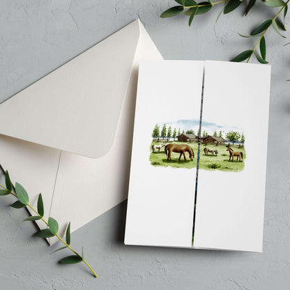 Gatefold Watercolour Horses Invitation