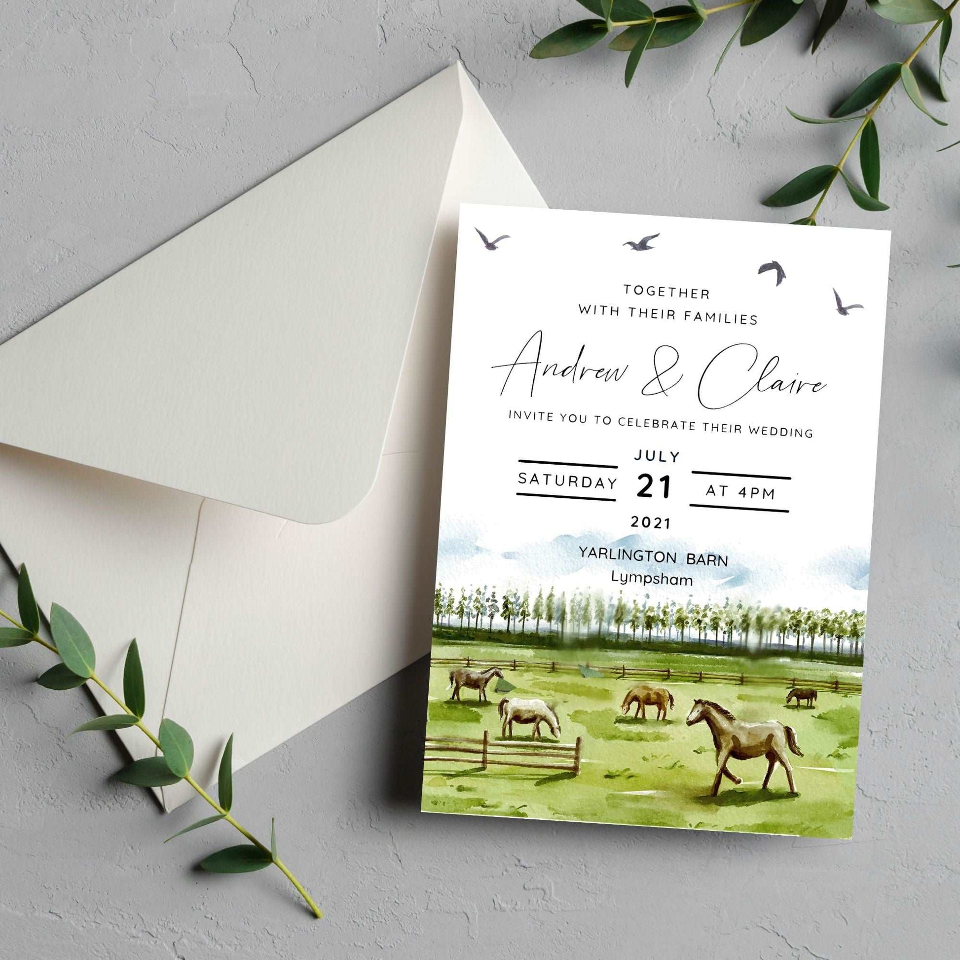 Watercolour Horse Invitation