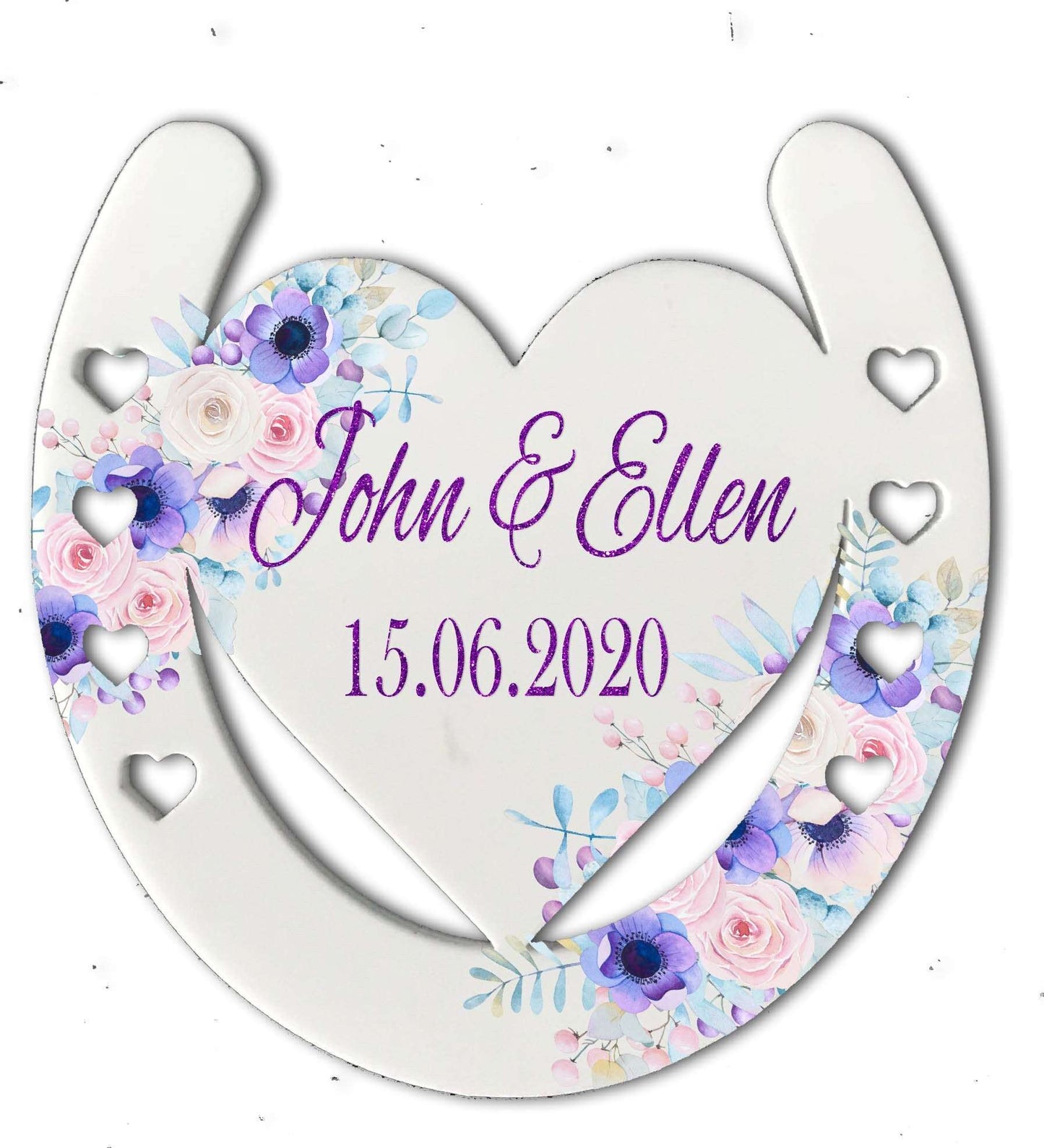 Purple Floral Horse Shoe Save the Date