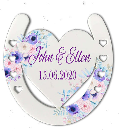 Purple Floral Horse Shoe Save the Date