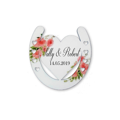 Pink floral Horse Shoe Save the Date