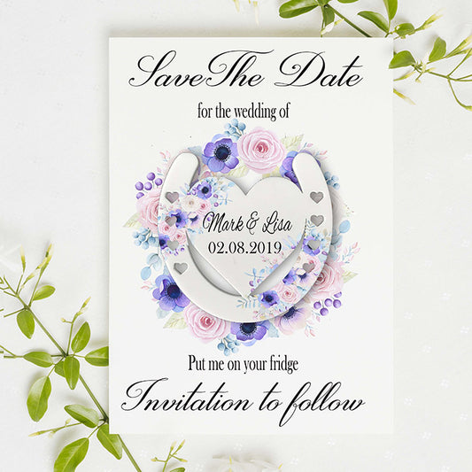 Purple Floral Horse Shoe Save the Date