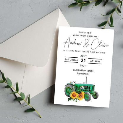 Green tractor invitation