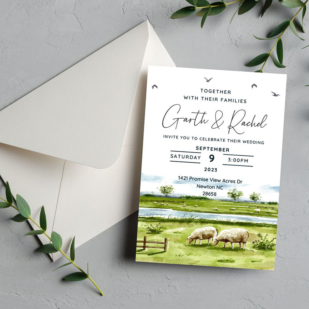 Sheep wedding invitation