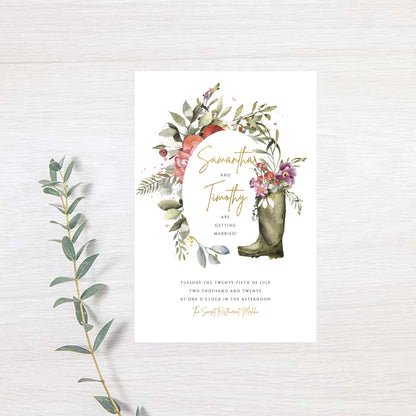 Floral Wellies Invitation - SAMPLE ONLY