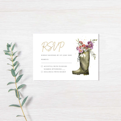 Floral Wellies Invitation - SAMPLE ONLY