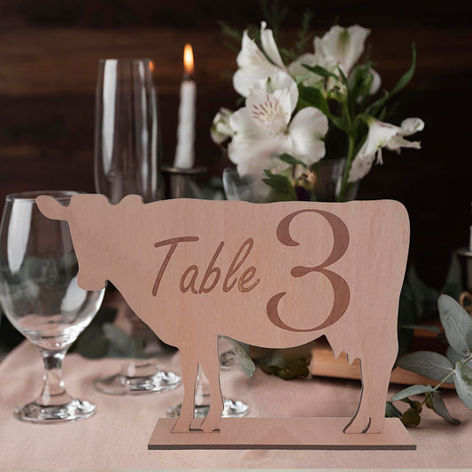 Wooden Cow Table Numbers